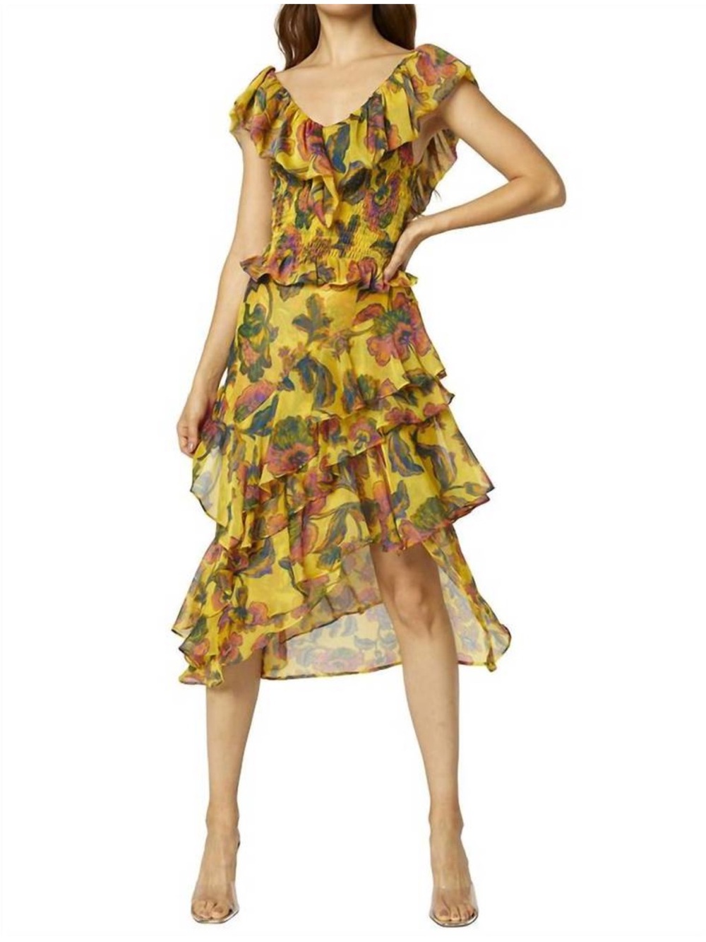MISA LOS ANGELES Carmen Canary top and skirt set ruffled